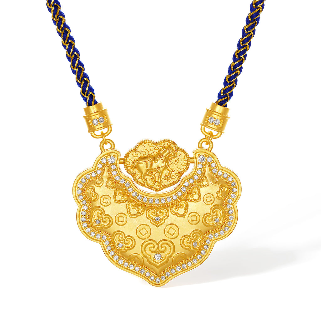 "Chinese Culture Collection - Dan Qing"999 24K Gold pendant 0.0038ct Ruyi 32-37g W0449936