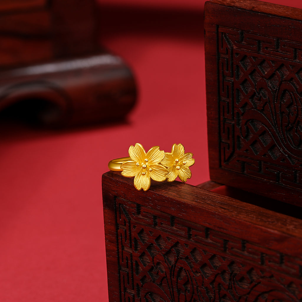 999 24K Gold Ring Flower 3-6g A018657