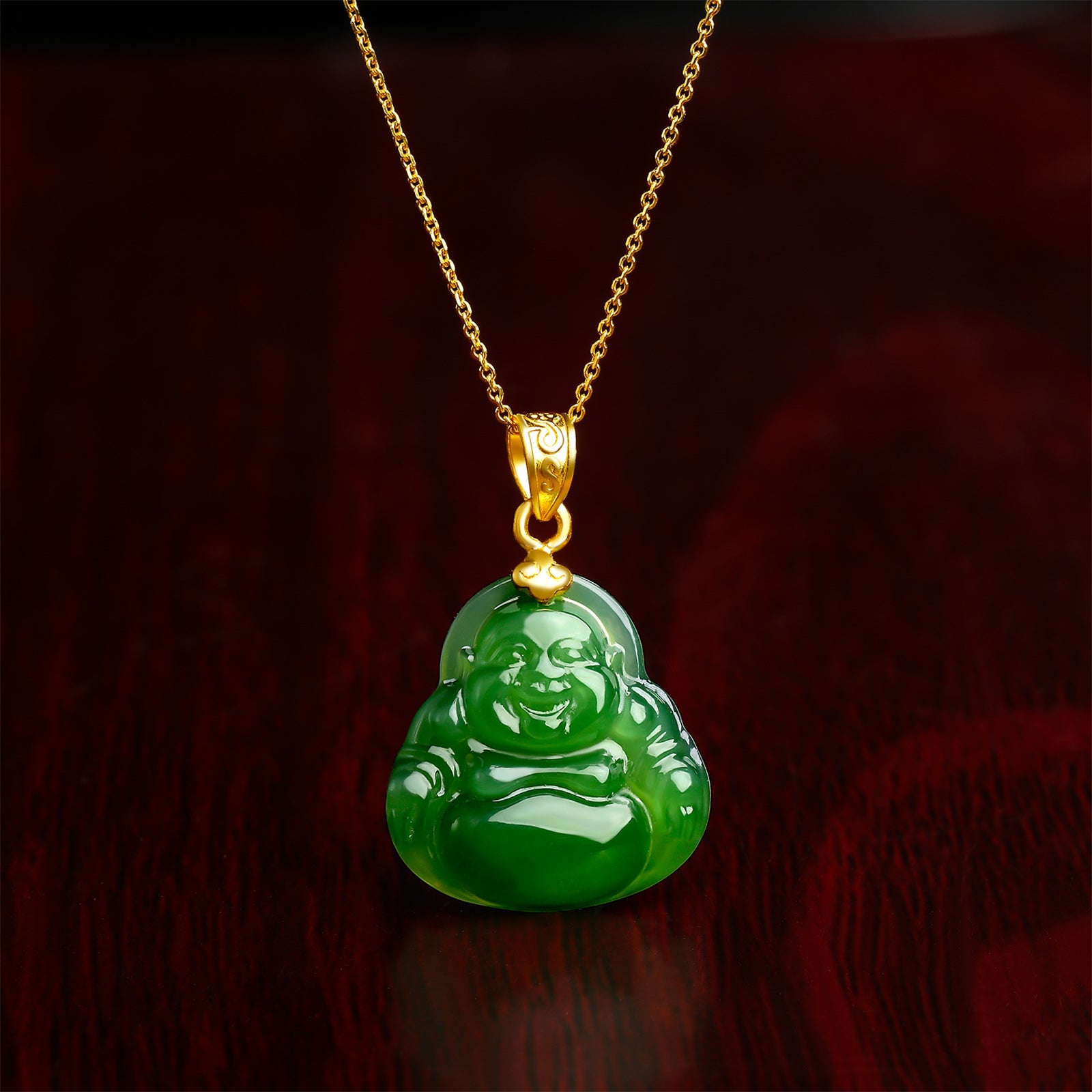 999.9 24K Gold Pendant Heitian Jade 0.35-0.55g Maitreya Buddha AAYB046936