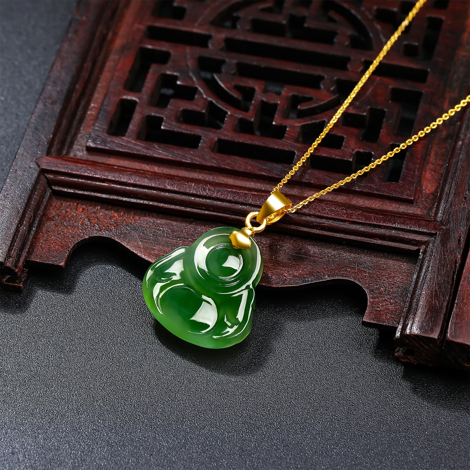 999.9 24K Gold Pendant Heitian Jade 0.35-0.55g Maitreya Buddha AAYB046936