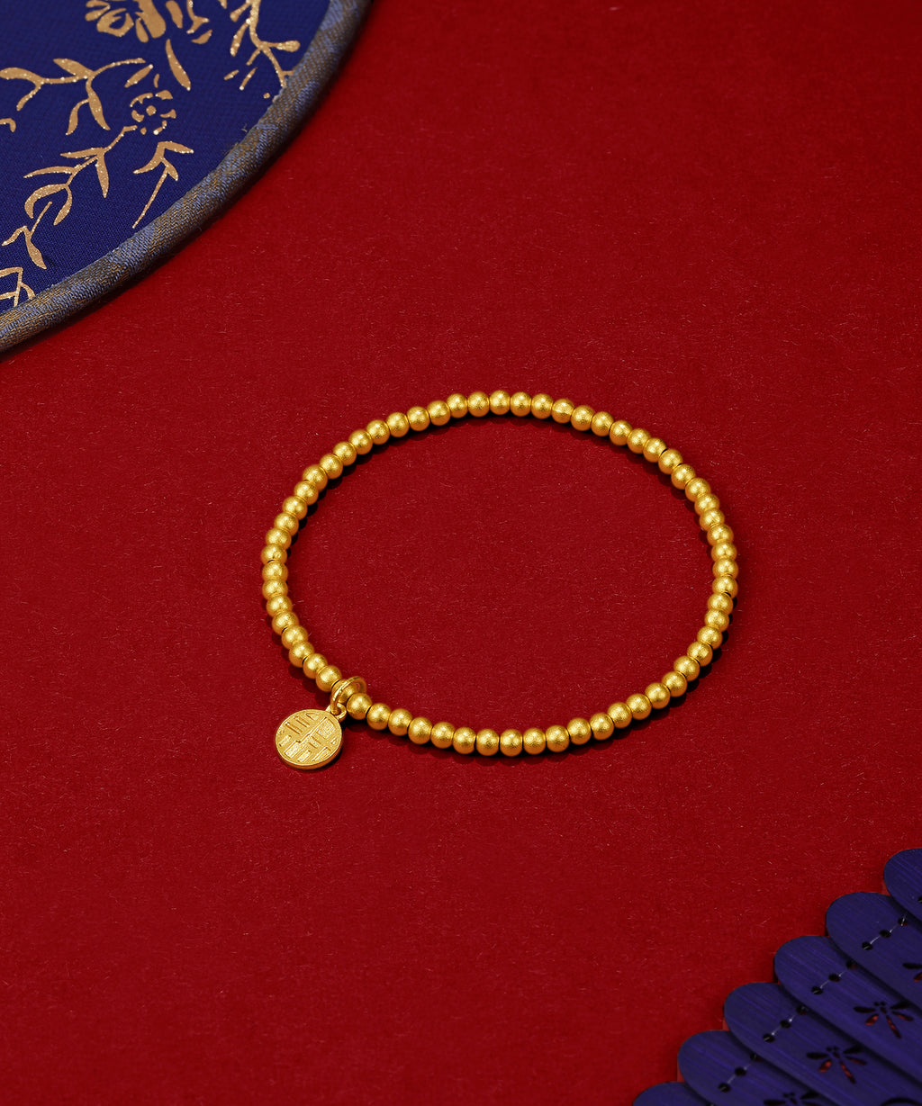 999 24K Gold Beaded Bracelet 4.6-5g A198681