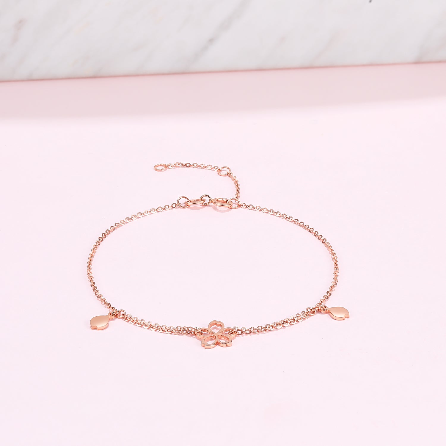   18K Rose Gold Chain Bracelet              Flower 0.95-1.35g C077936