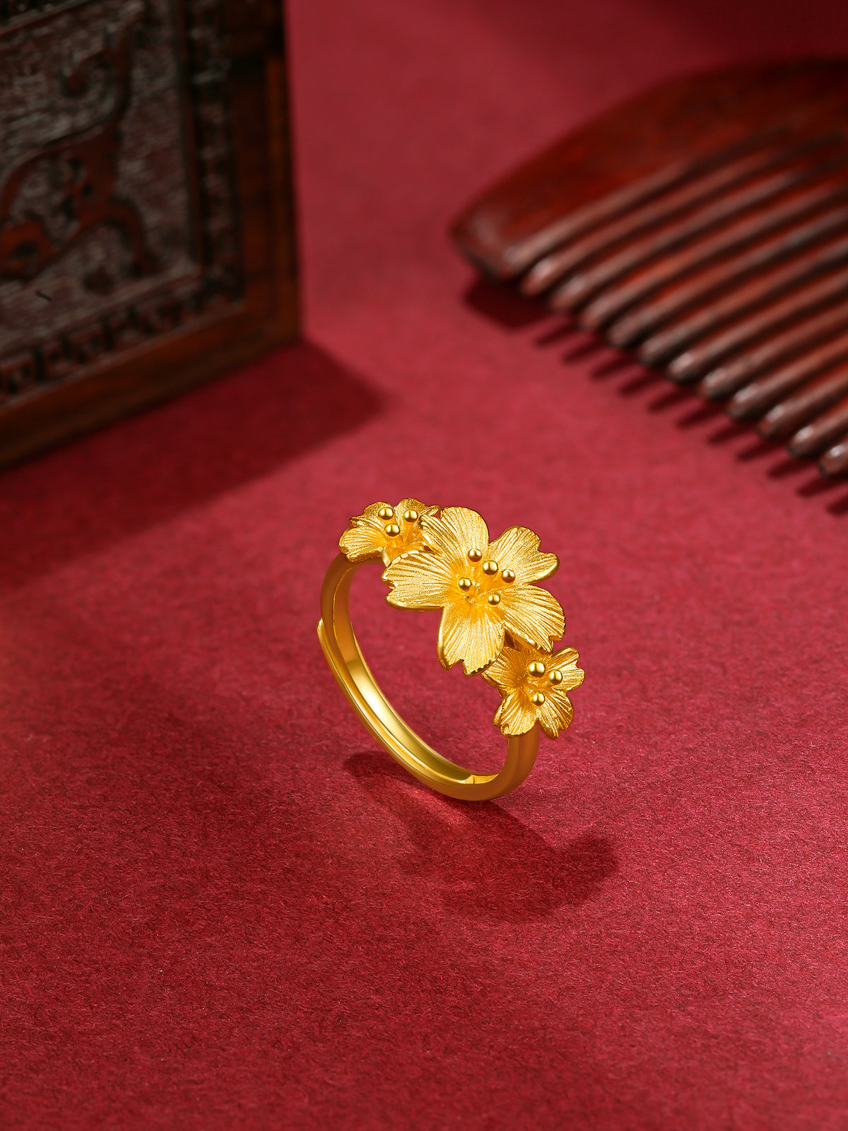 999 24K Gold Ring Flower 4-8g A018648