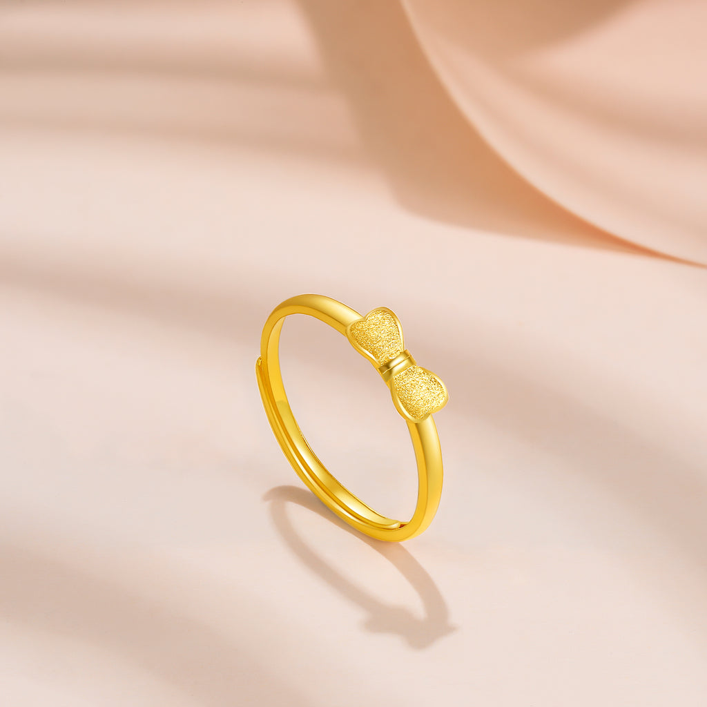999 24K Gold Ring Bow 1.8-2.1g AA016686