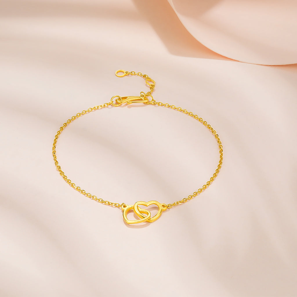 999 24K Gold Chain Bracelet Heart 2-2.4g AA076591