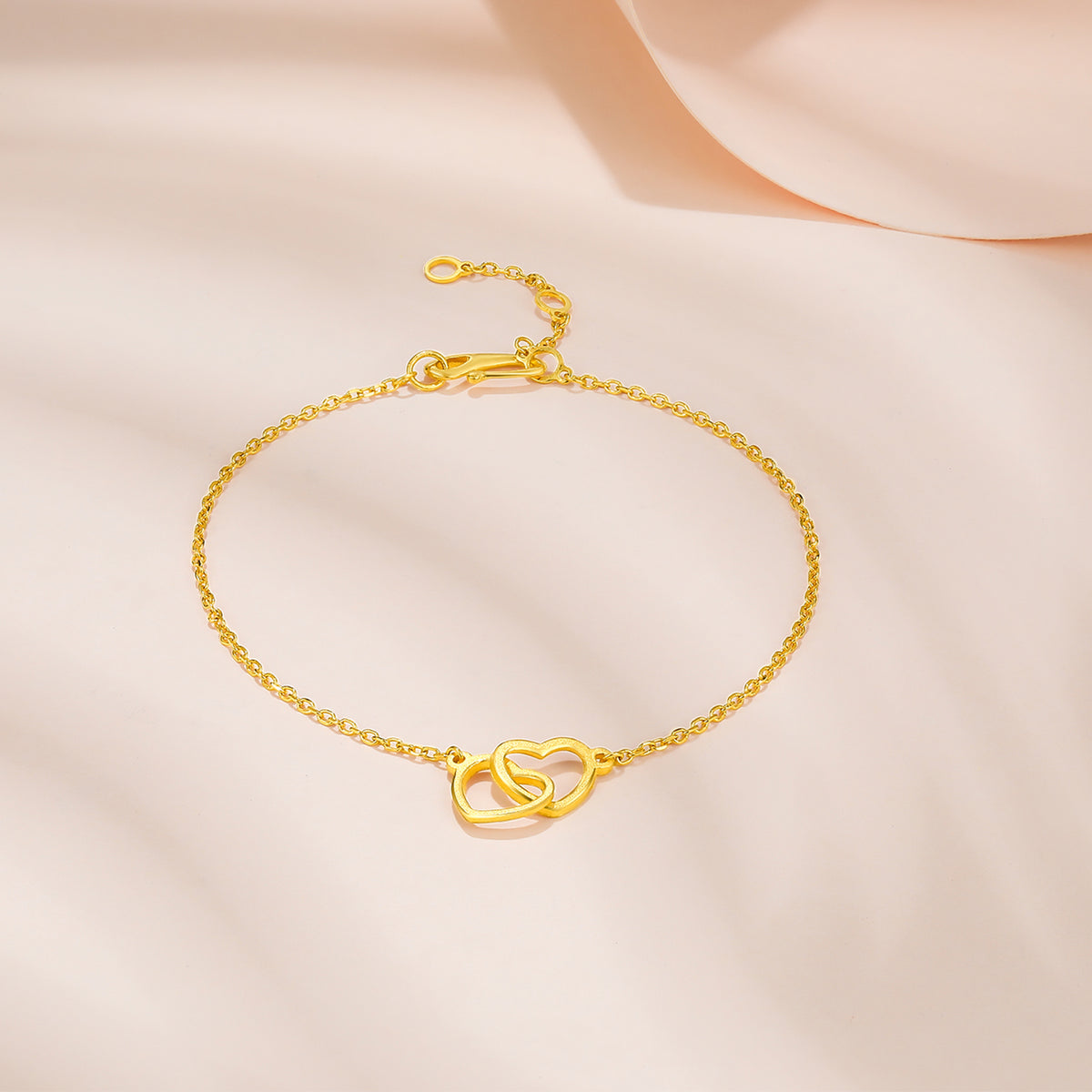999 24K Gold Chain Bracelet Heart 2-2.4g AA076591