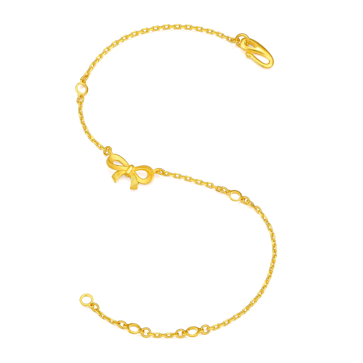 999 24K Gold Chain Bracelet Bow 2.8-3.1g AA074755