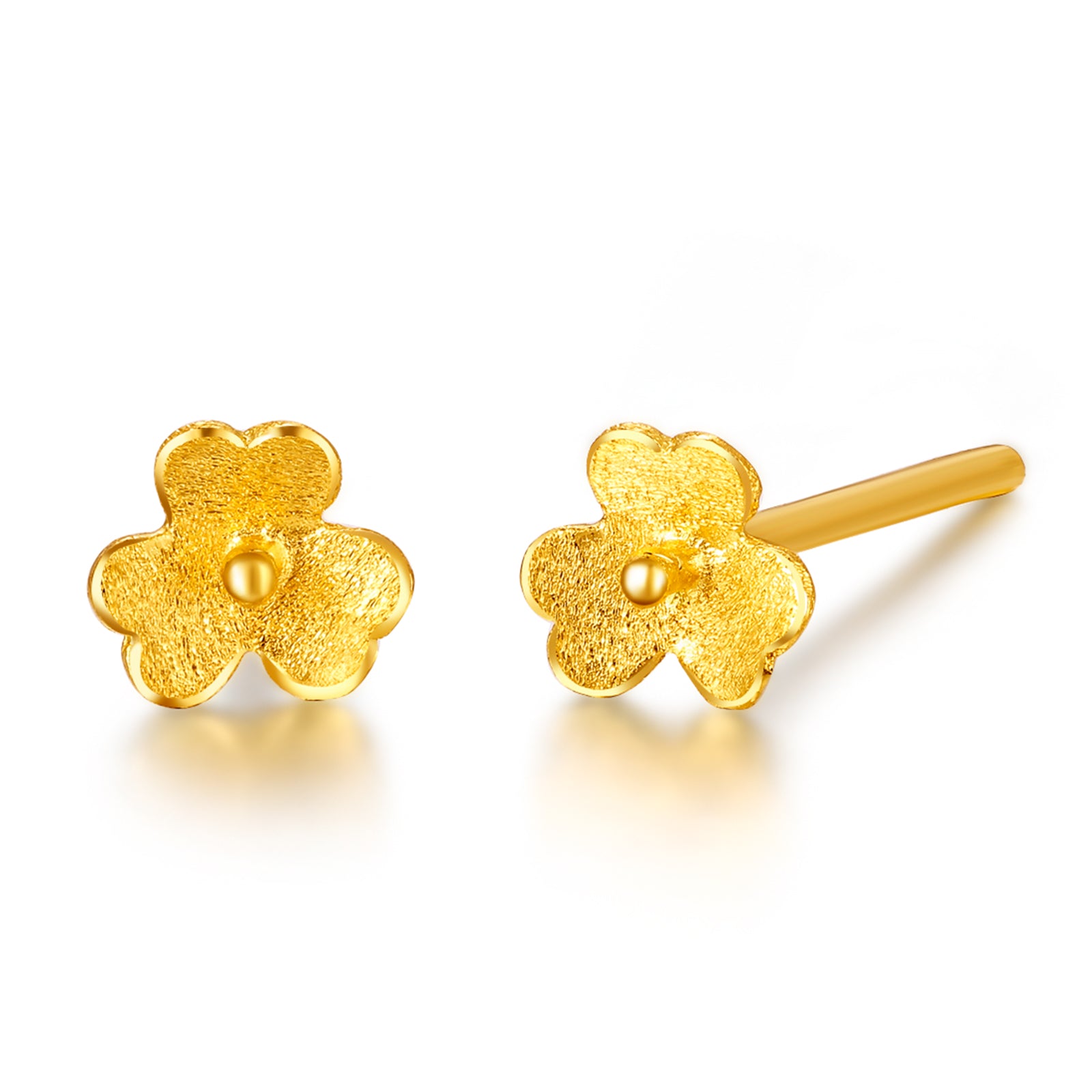 999.9 24K Gold Earrings Clover 0.5-0.7g AC090379