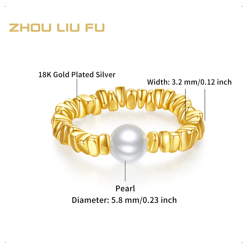 S925 Sterling Silver Ring Pearl 2.7-4.7g J0213751