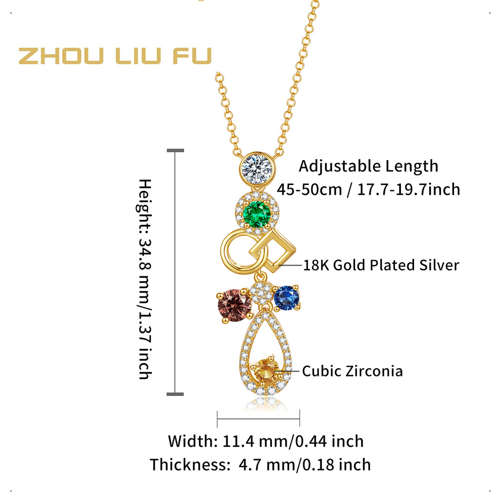 S925 Sterling Silver Pendant Necklace Cubic Zirconia 4.3-4.8g 45+5cm J0612883