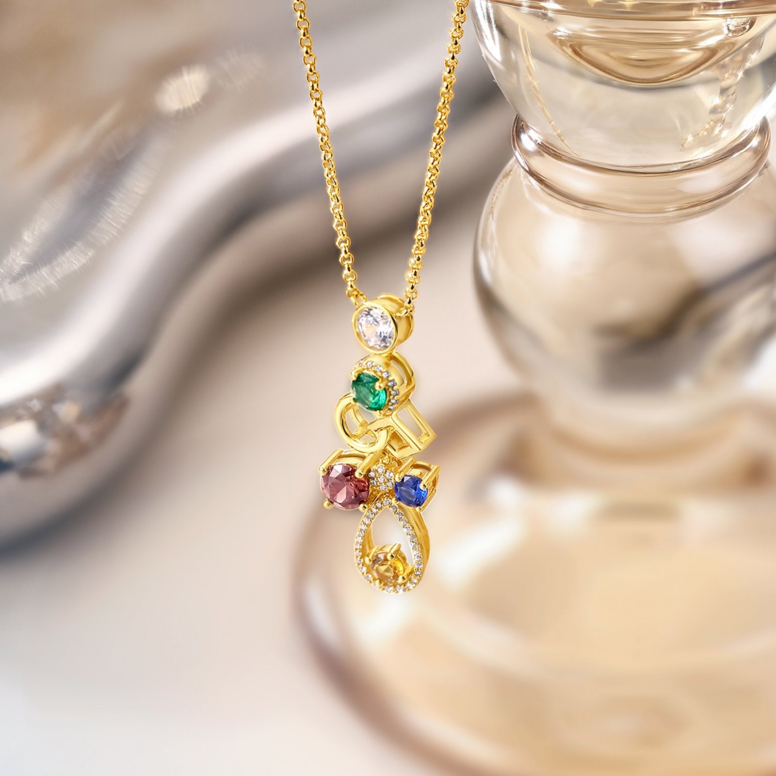 S925 Sterling Silver Pendant Necklace Cubic Zirconia 4.3-4.8g 45+5cm J0612883