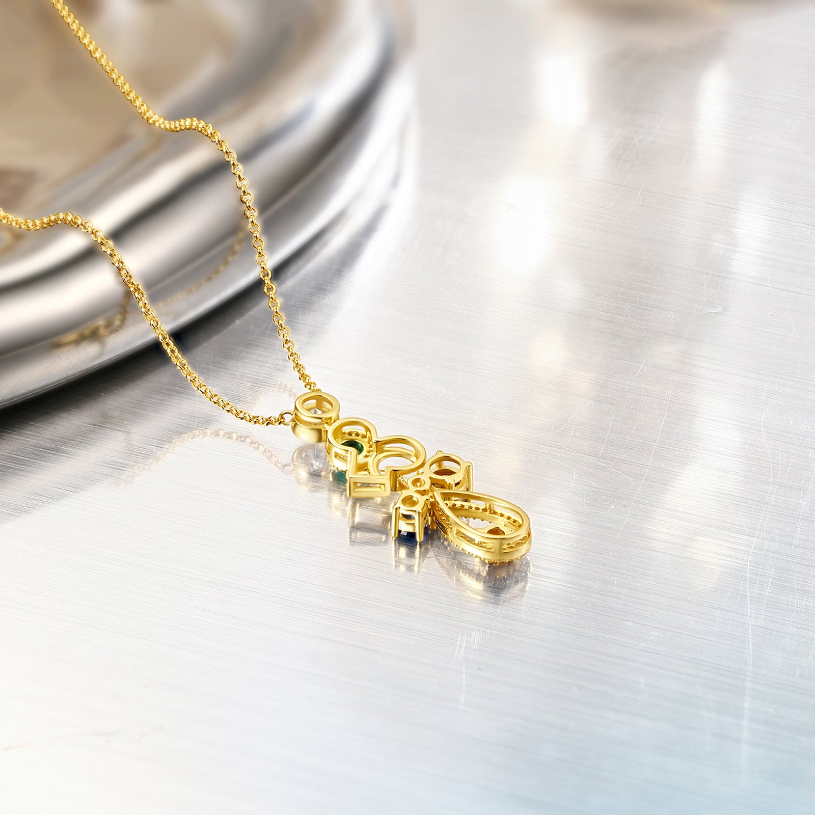 S925 Sterling Silver Pendant Necklace Cubic Zirconia 4.3-4.8g 45+5cm J0612883