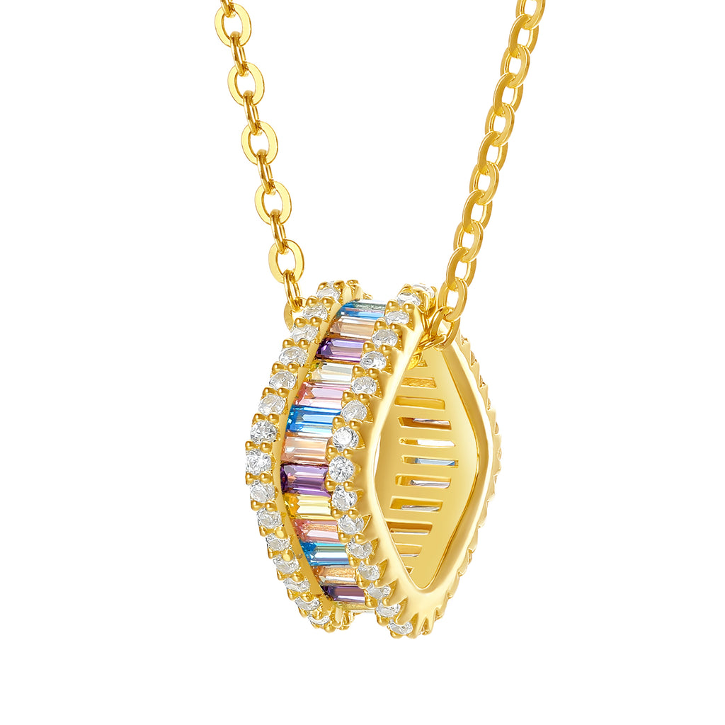 S925 Sterling Silver Pendant Necklace Cubic Zirconia 2.4-3.9g 40+5cm J0614525