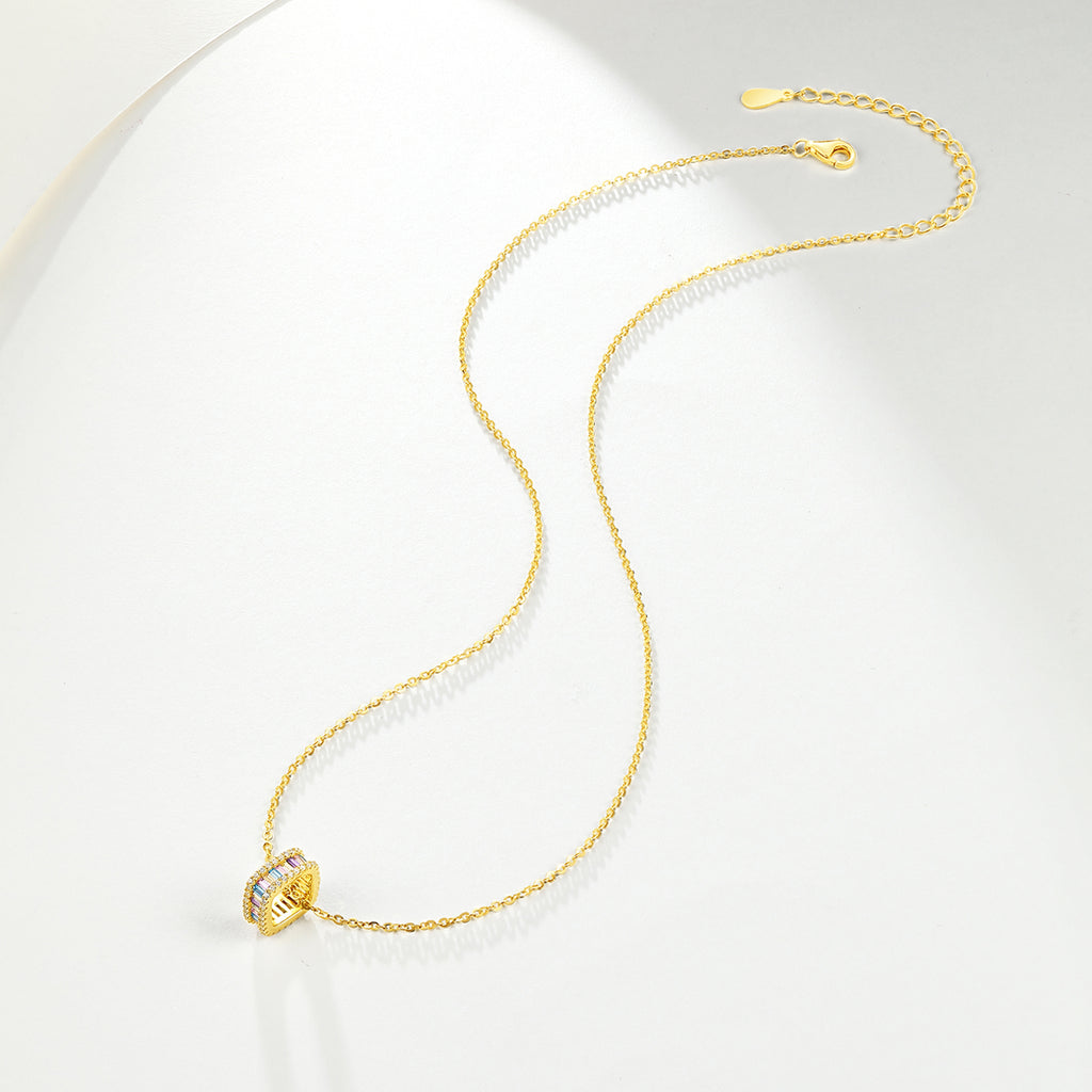 S925 Sterling Silver Pendant Necklace Cubic Zirconia 2.4-3.9g 40+5cm J0614525