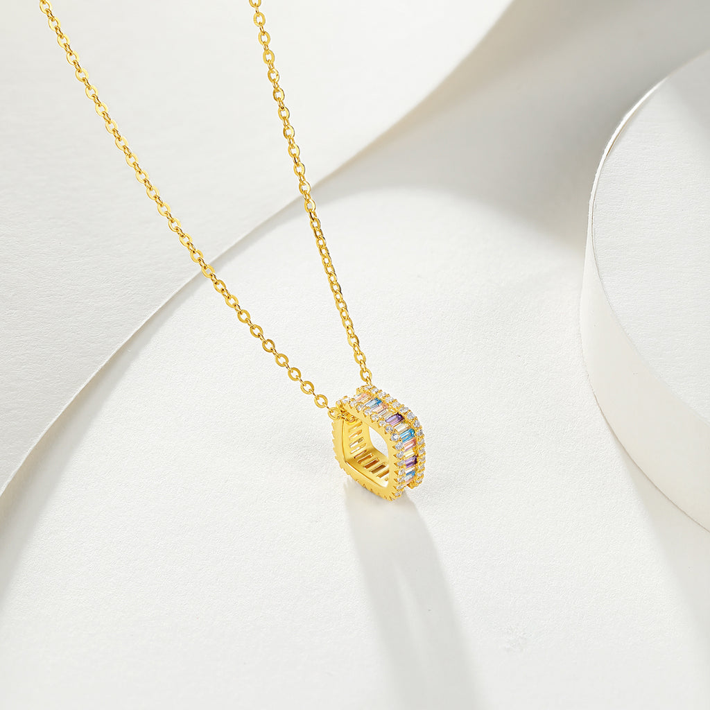 S925 Sterling Silver Pendant Necklace Cubic Zirconia 2.4-3.9g 40+5cm J0614525