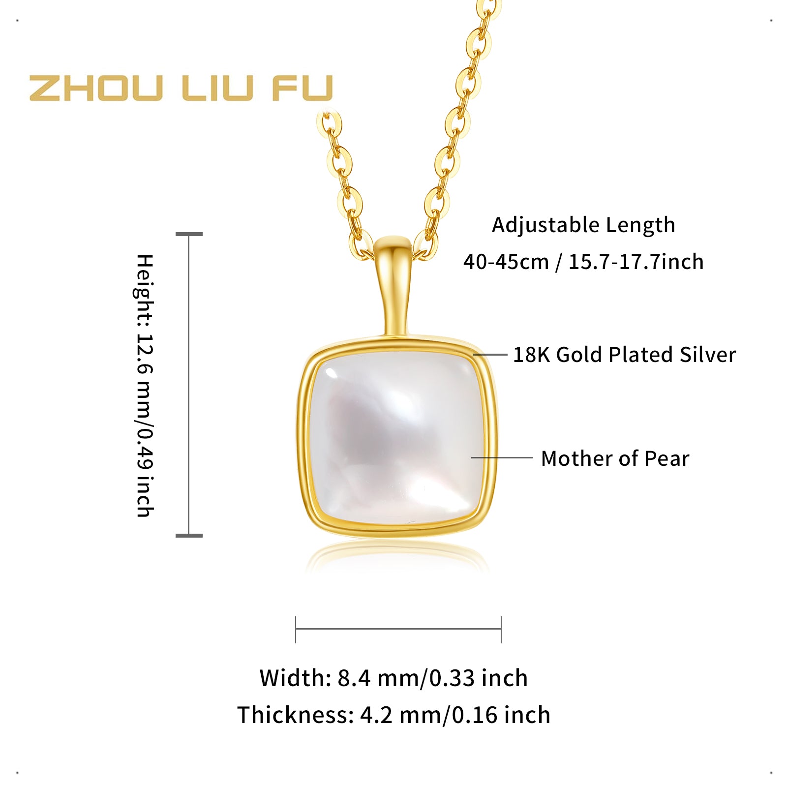 S925 Sterling Silver Pendant Necklace Shell Cubic Zirconia 1.6-3.1g 40+5cm J0614539