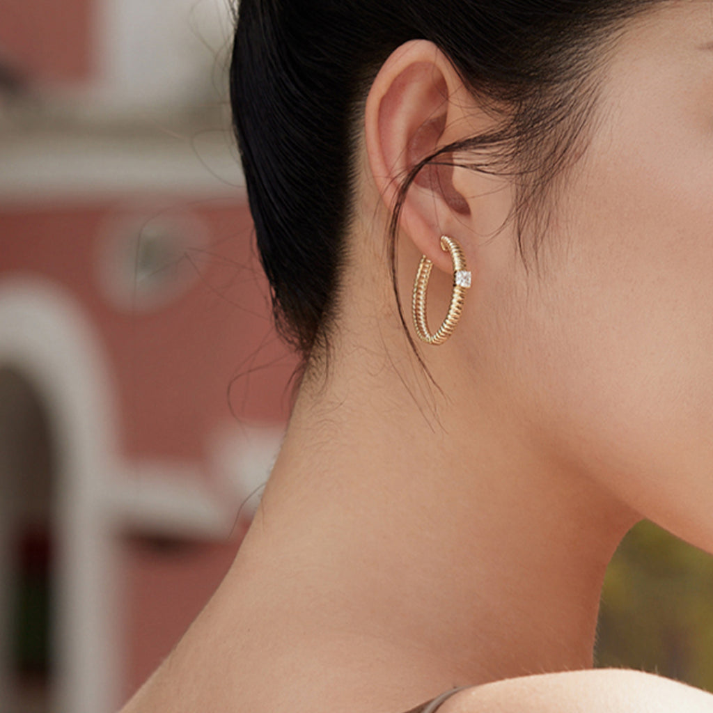 S925 Sterling Silver Earrings Cubic Zirconia 7-8.5g J0912955