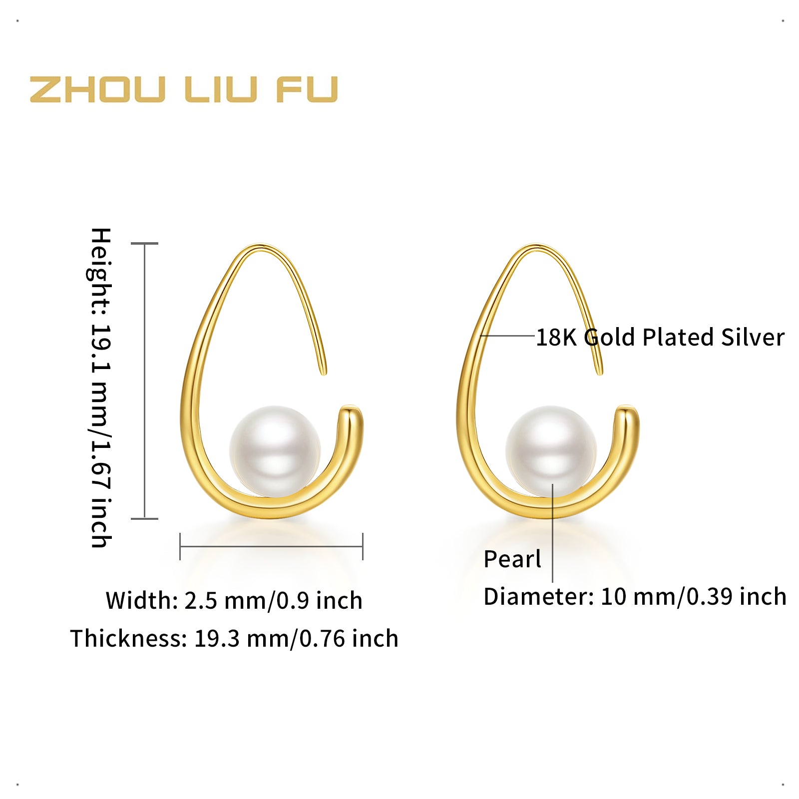 S925 Sterling Silver Earrings Pearl 4-5.6g J0913010