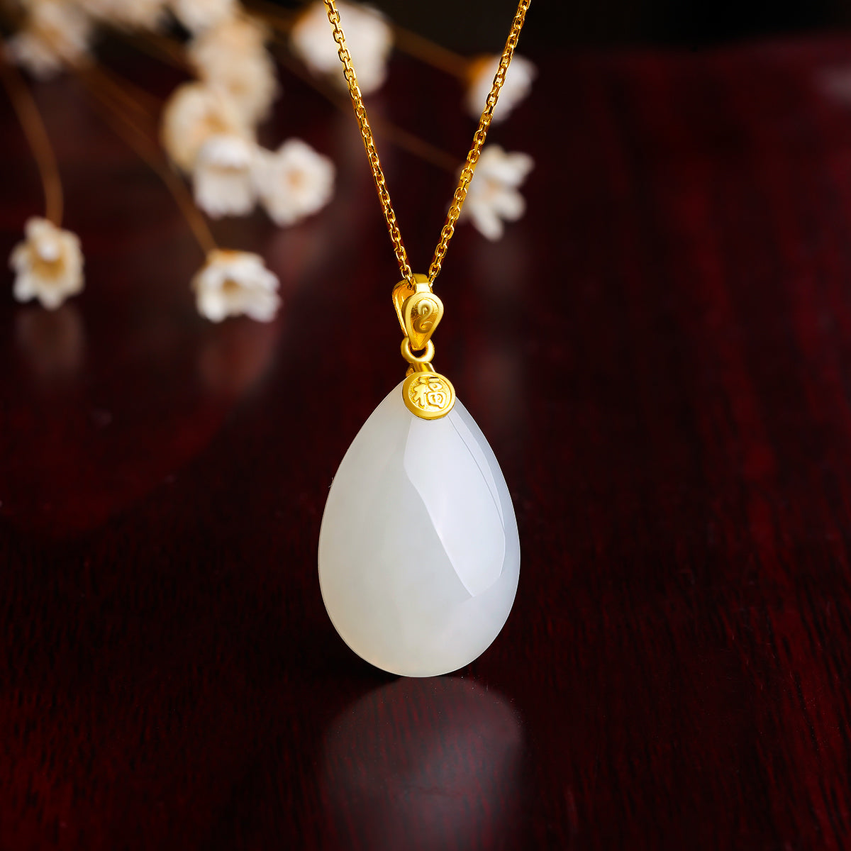 24K Gold Pendant Hetian Jade 22.5*15*5mm 0.4-0.6g AAYA042736