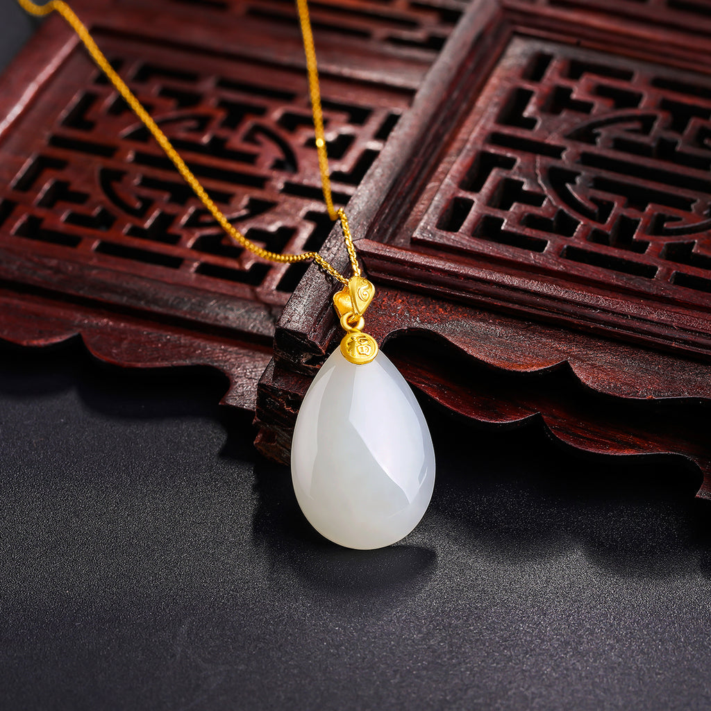 24K Gold Pendant Hetian Jade 22.5*15*5mm 0.4-0.6g AAYA042736
