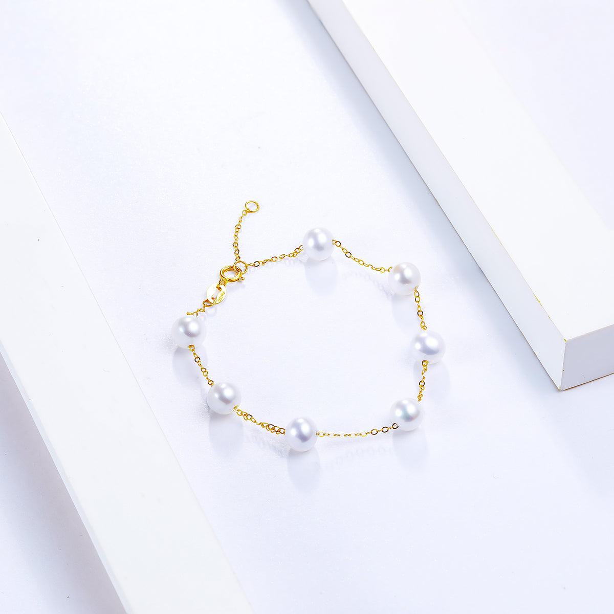 18K Yellow Gold Chain Bracelet Pearl 5.5-6mm 0.3-0.5g KHPB072728