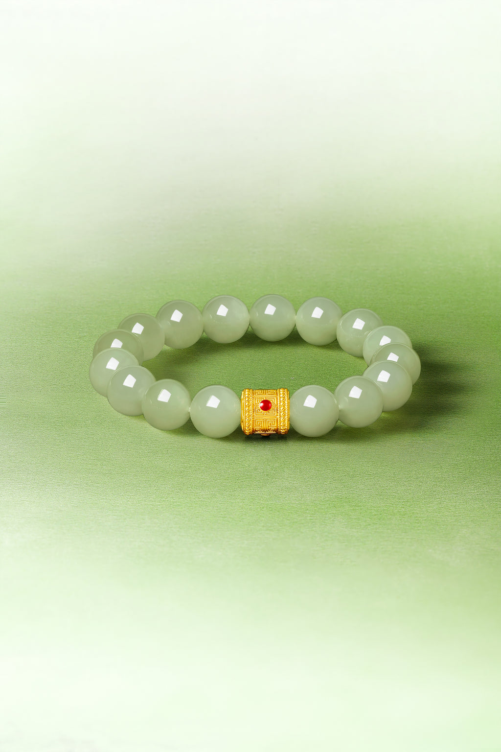 24K Gold Beaded Bracelet Hetian Jade 1-1.2g Y1913007