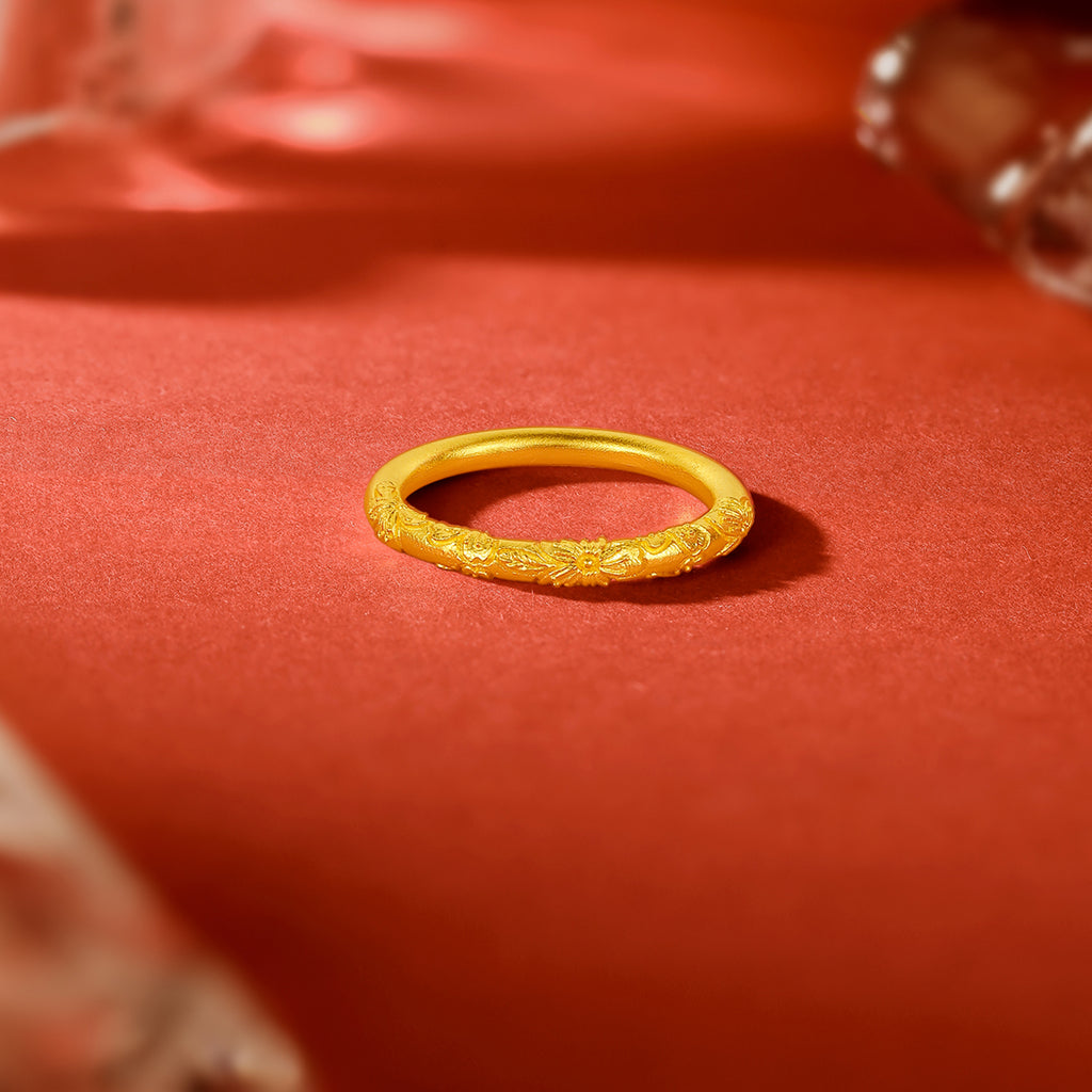 999 24K Gold Ring Flower 3-5g A0112814
