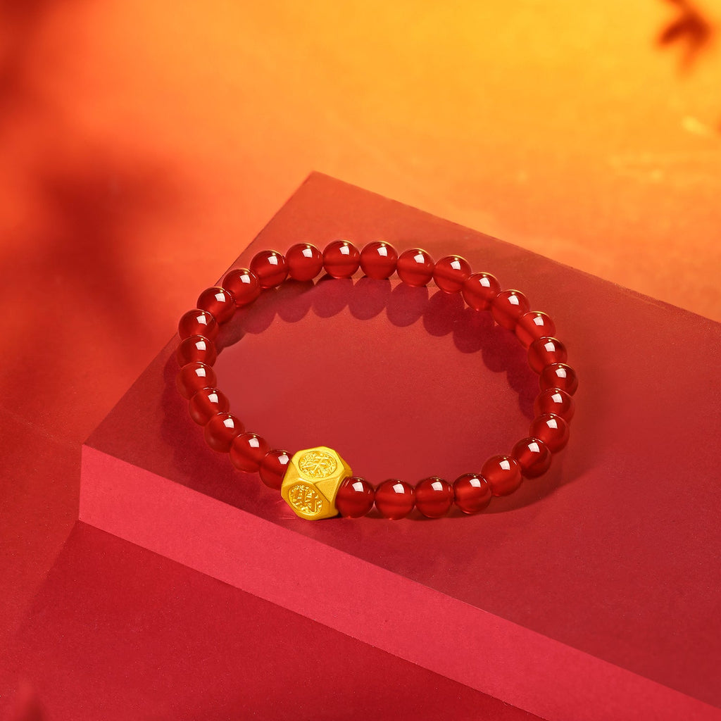 24K Gold Beaded Bracelet Agate 0.6-0.9g Cai A1911357