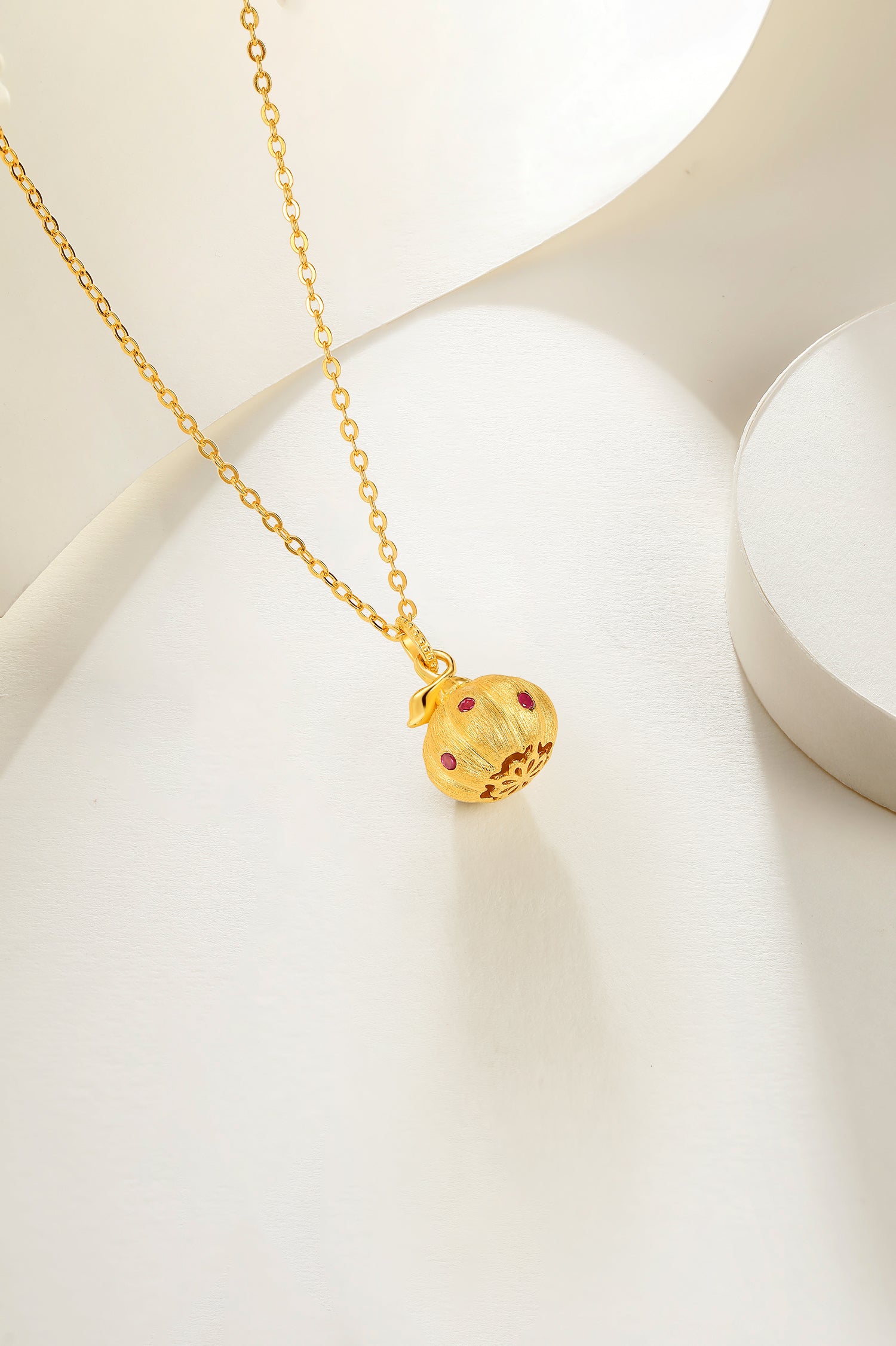 ZHOU LIU FU 925 Sterling Silver Pendant Necklace Pumkin Charm with Synthetic Ruby Fall Thanksgiving Halloween Jewelry Gift for Women