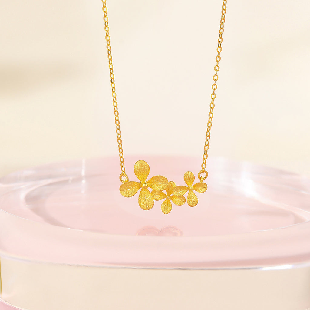 999 24K Gold Pendant Necklace Flower 3.85-4.15g A0611671