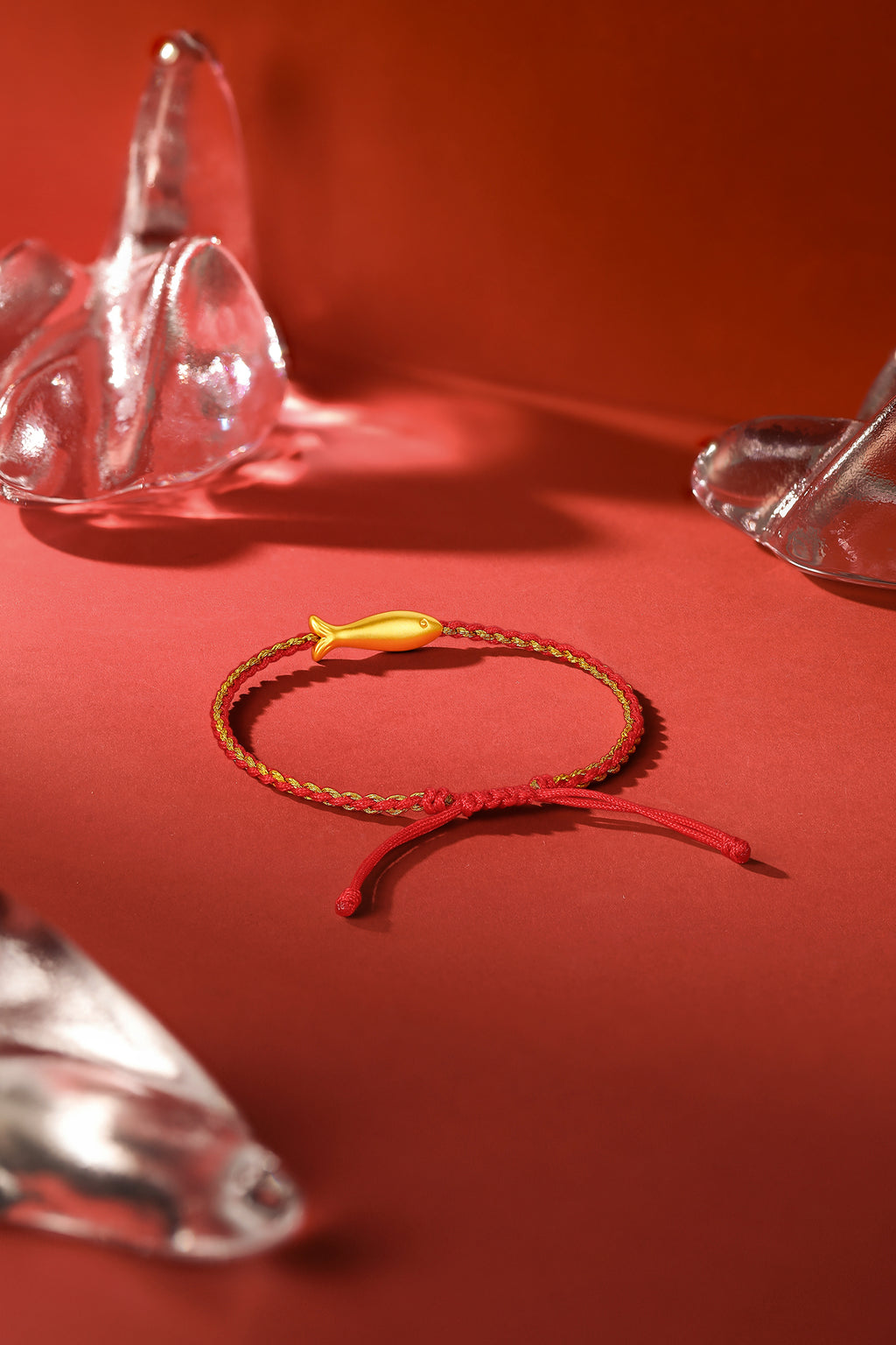 24K Gold String Bracelet Fish  0.5-0.8g A1712895