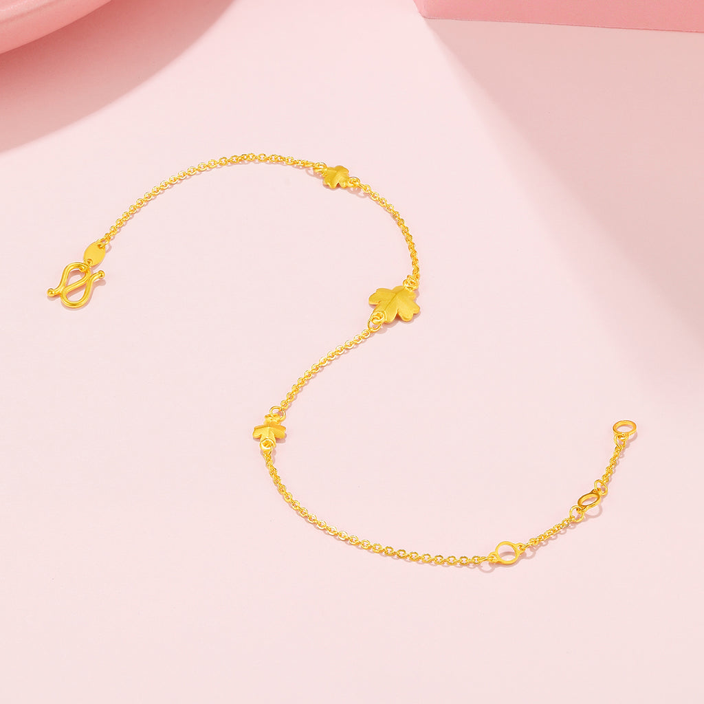 24K Gold Chain Bracelet Clover 2.31-2.71g 16-19cm A0710814