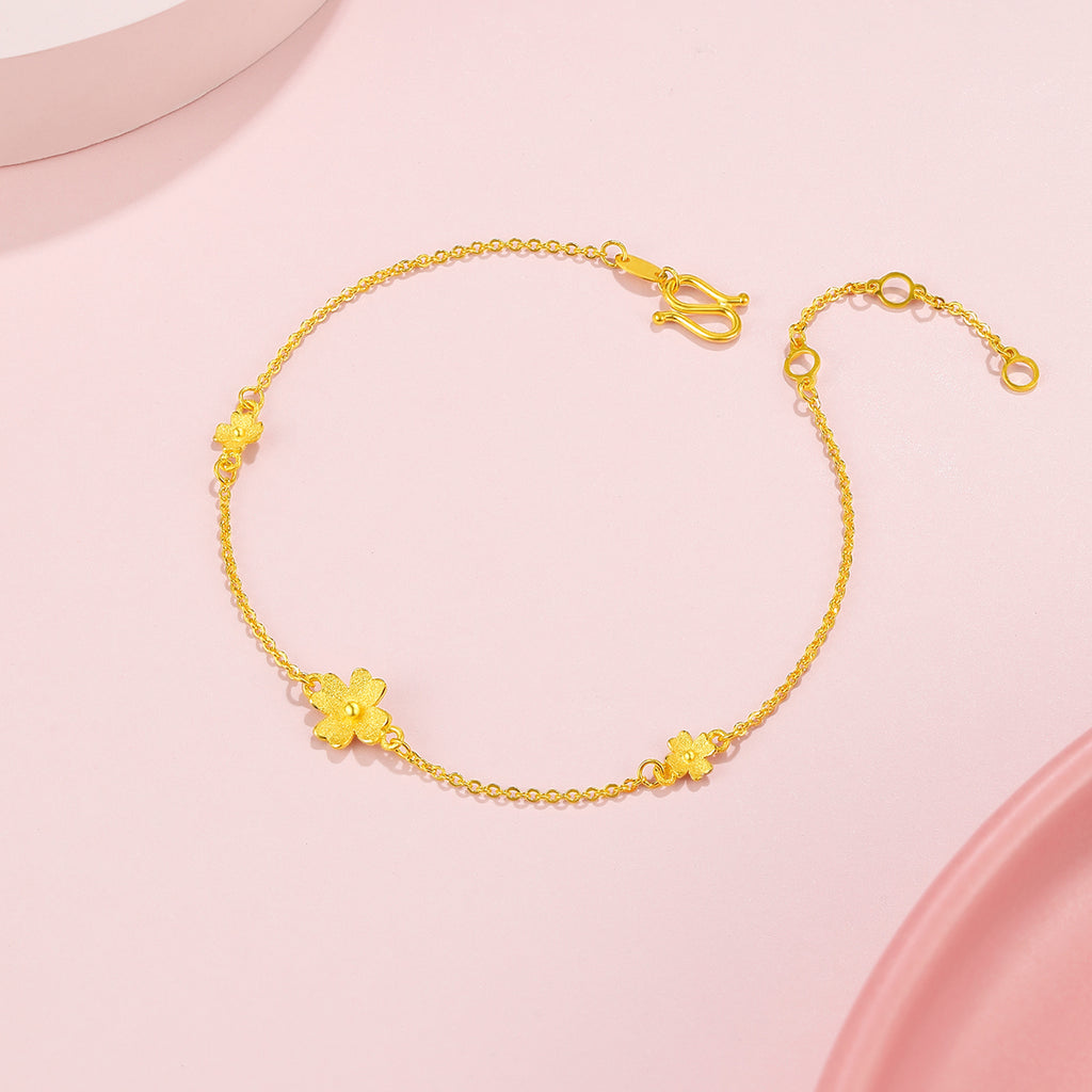 24K Gold Chain Bracelet Clover 2.31-2.71g 16-19cm A0710814