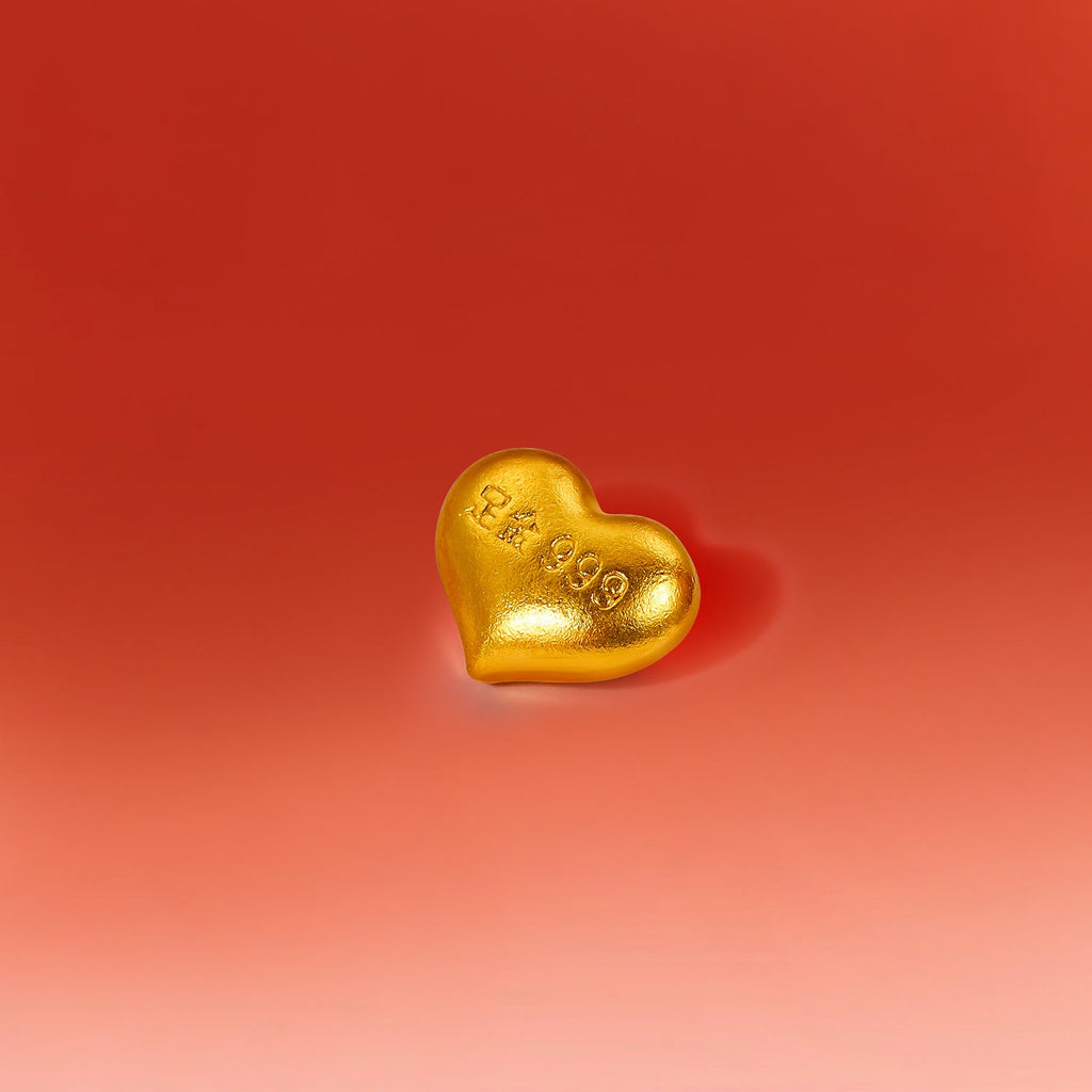 999.9 24K 金心形吊飾 1-1.02公克 A2010992