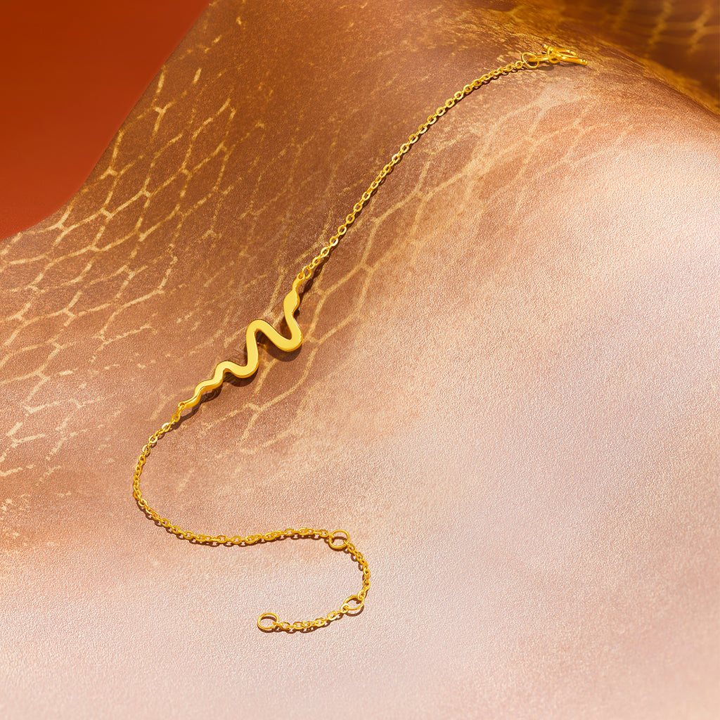 "Chinese Zodiac Snake" 24K Gold Chain Bracelet Snake 3.15-3.45g A0713108