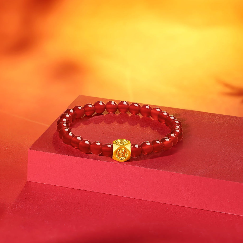 24K Gold Beaded Bracelet Agate 0.6-0.9g Cai A1911357