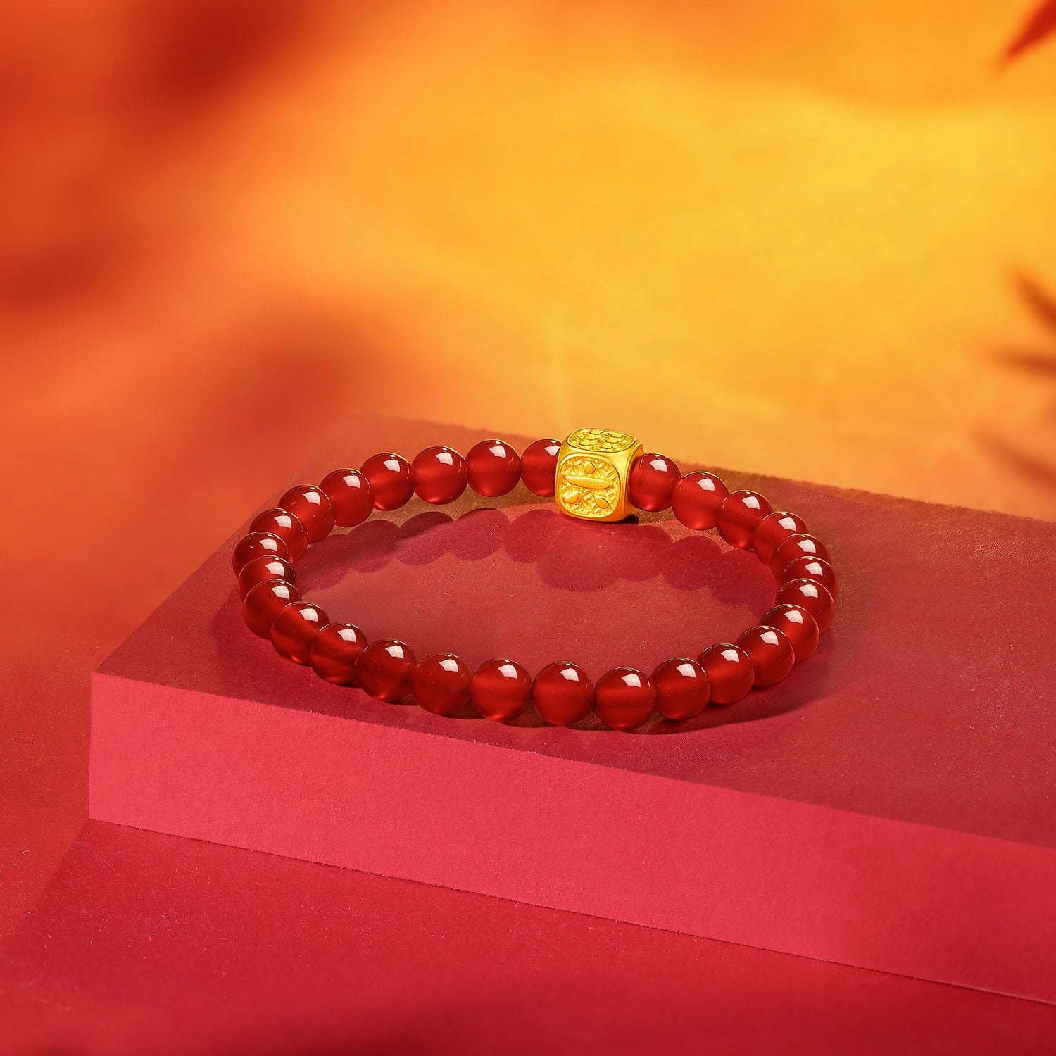 24K Gold Beaded Bracelet Agate 0.6-0.9g Shun 顺 A1911358