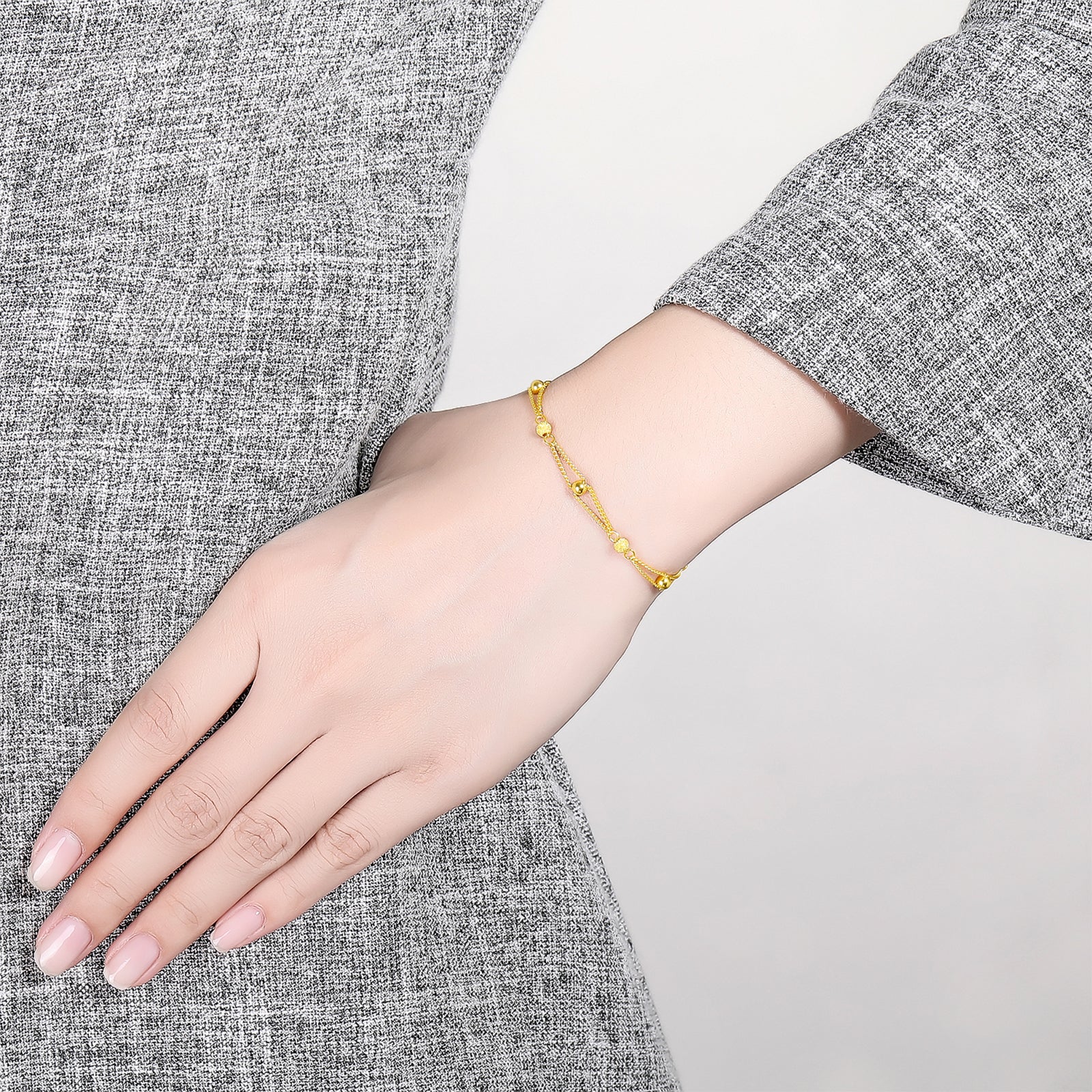 999 24K Gold Chain Bracelet 4.3-4.8g AB073447