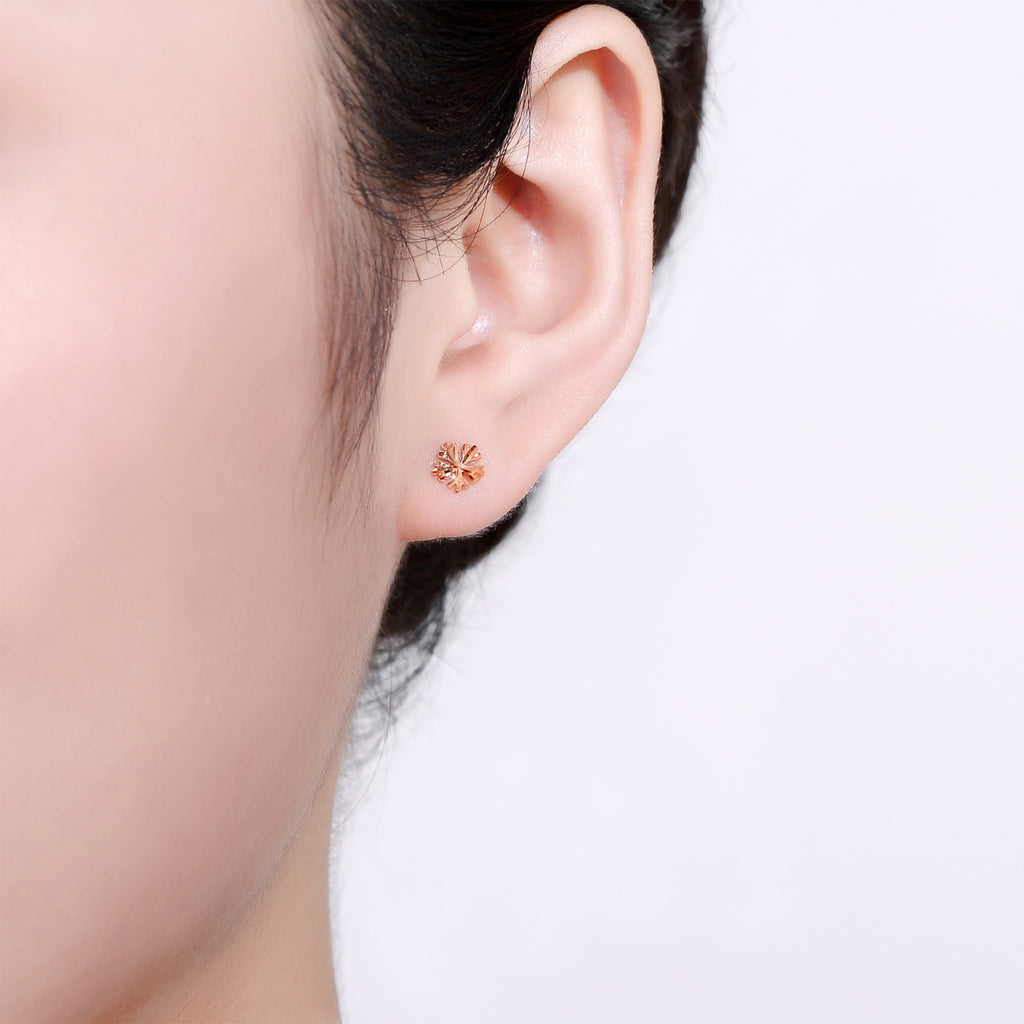 18K Rose Gold Earrings Flower 0.5-0.8g KI094628