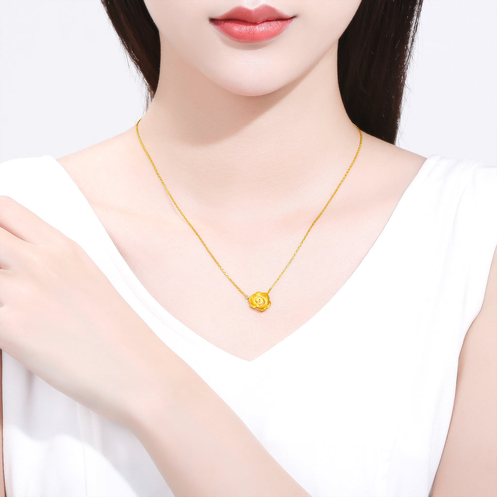 999 24K Gold Pendant Necklace              Rose 4.9-5.4g AC065266