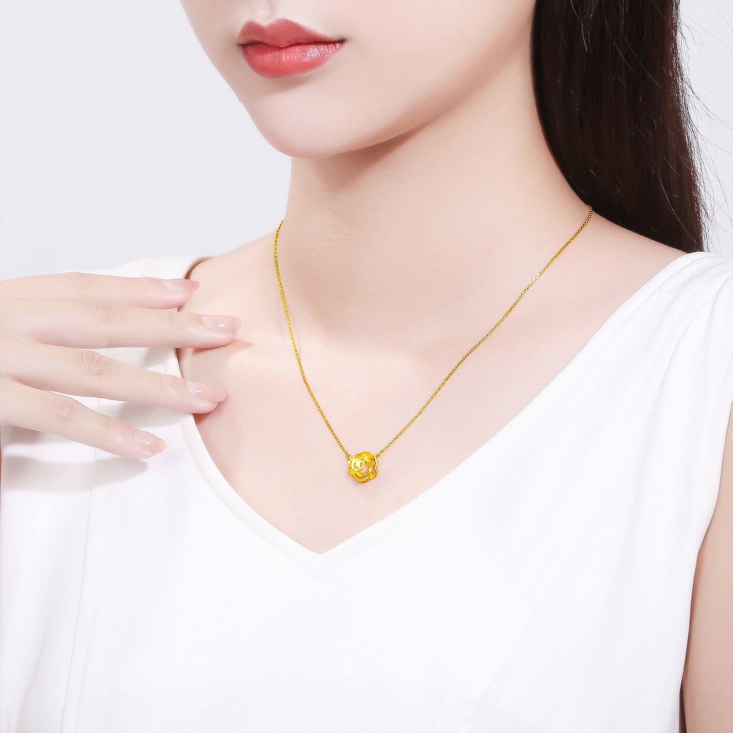 999 24K Gold Pendant Necklace              Rose 4.9-5.4g AC065266