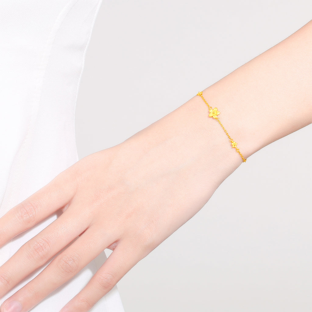 999 24K Gold Chain Bracelet Flower 2.9-3.3g AC074753