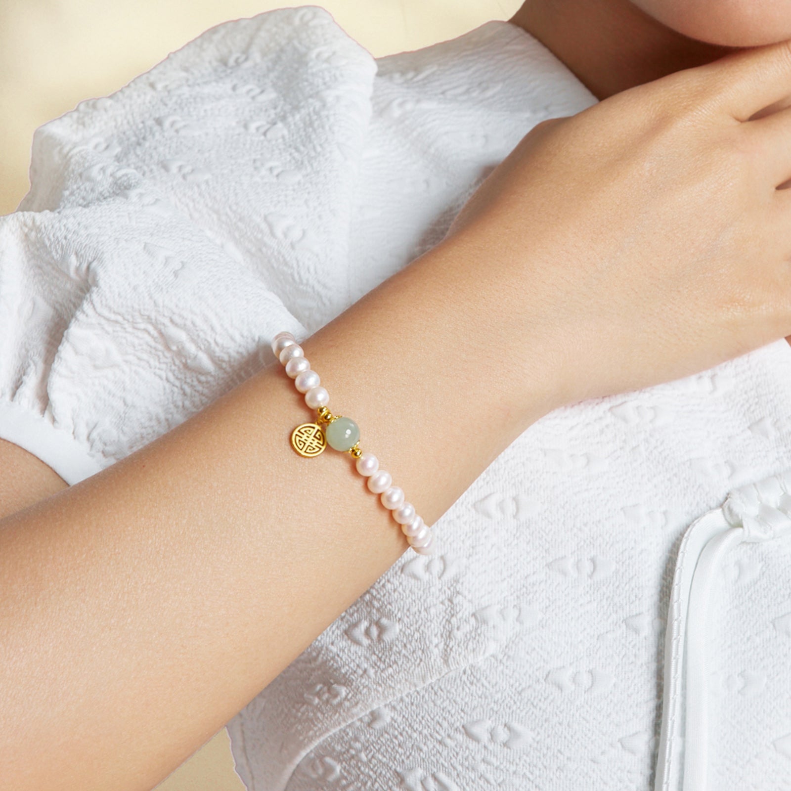 S925 Sterling Silver Chain Bracelet Pearl Heitian Jade 1.1-2.1g 17-23cm X0711994