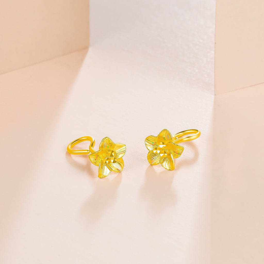 999 24K Gold Earrings Flower 2.2-2.5g AA095065