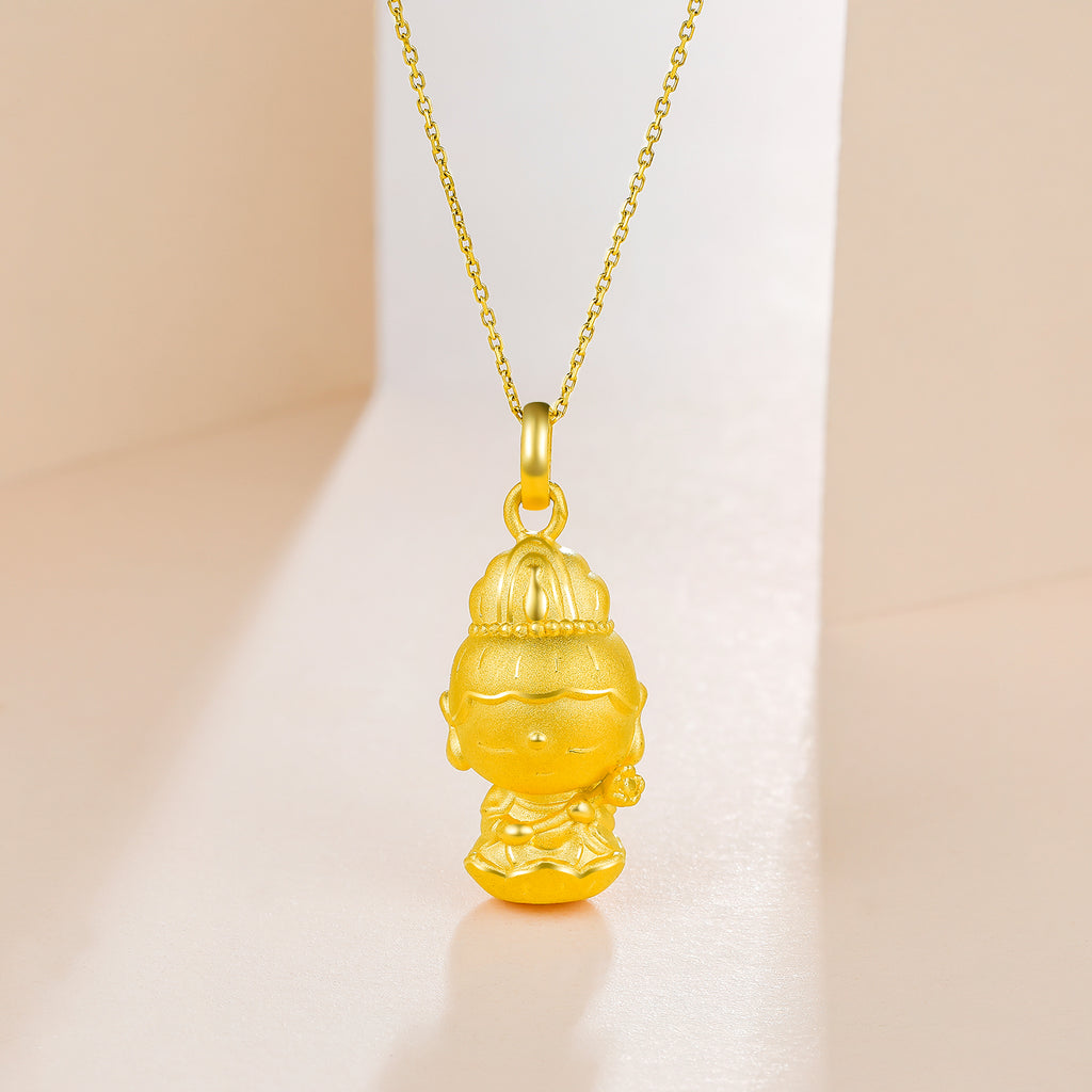   24K Gold Pendant              Mahasthamaprapta Bodhisattva 2.3-2.7g AD045044