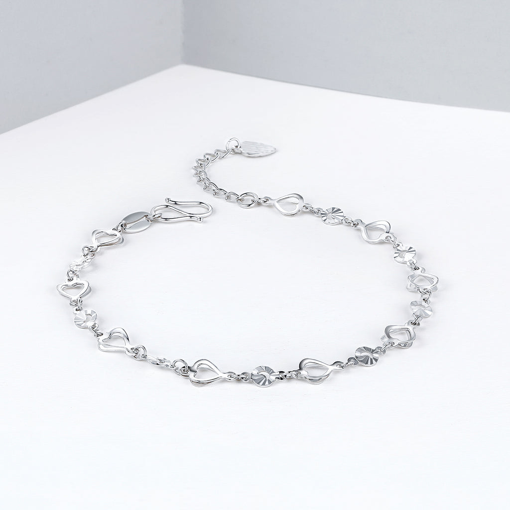 950 Platinum Chain Bracelet Heart 3-3.3g PT070464