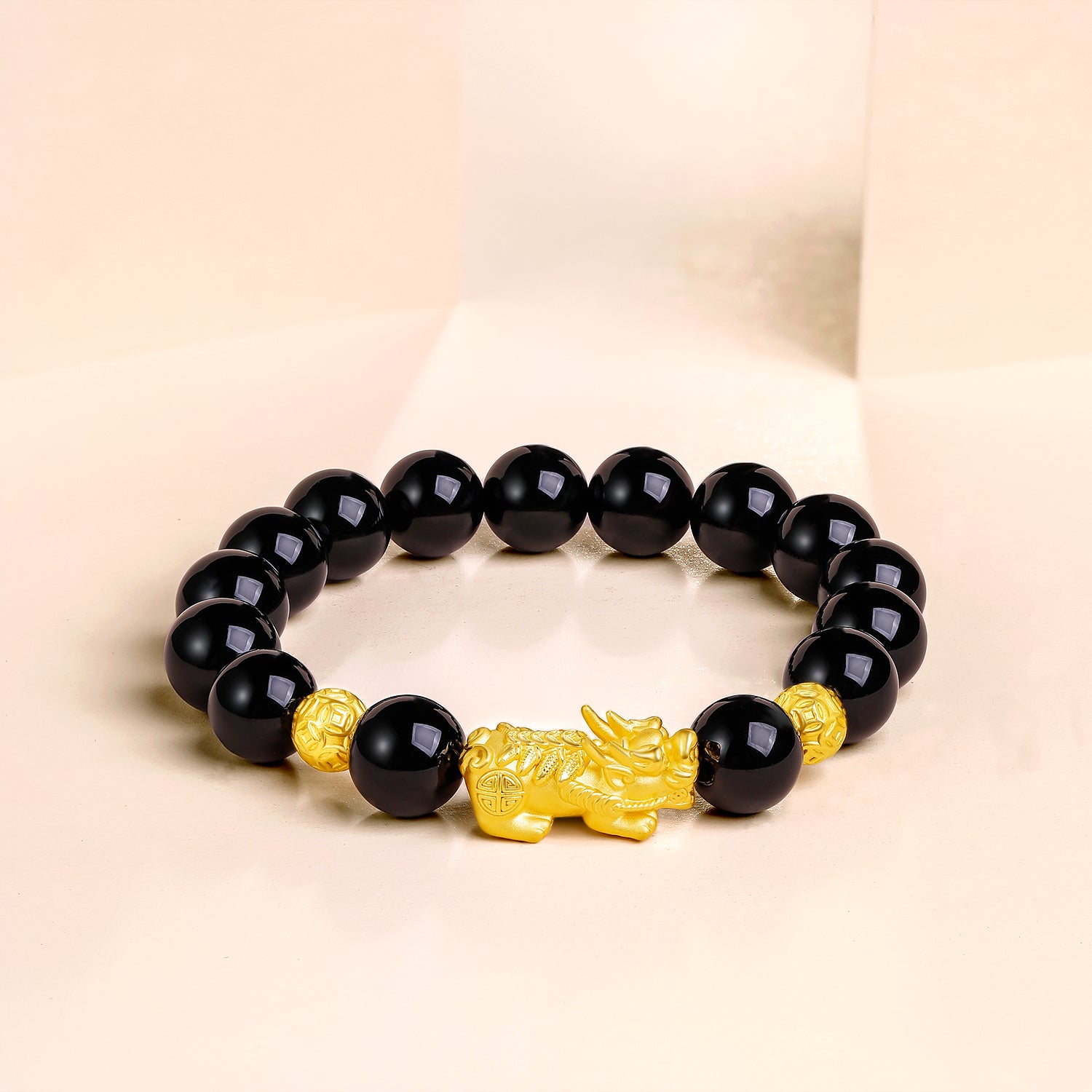 24K Gold Beaded Bracelet Agate Pixiu 3.2-3.6g ADMN194490