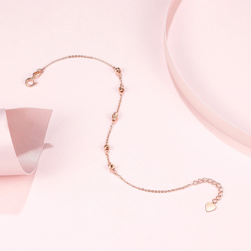 18K Rose Gold Chain Bracelet 1.1-1.3g KI075379