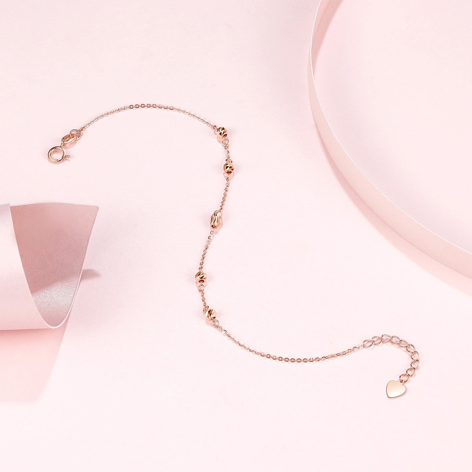 18K Rose Gold Chain Bracelet 1.1-1.3g KI075379