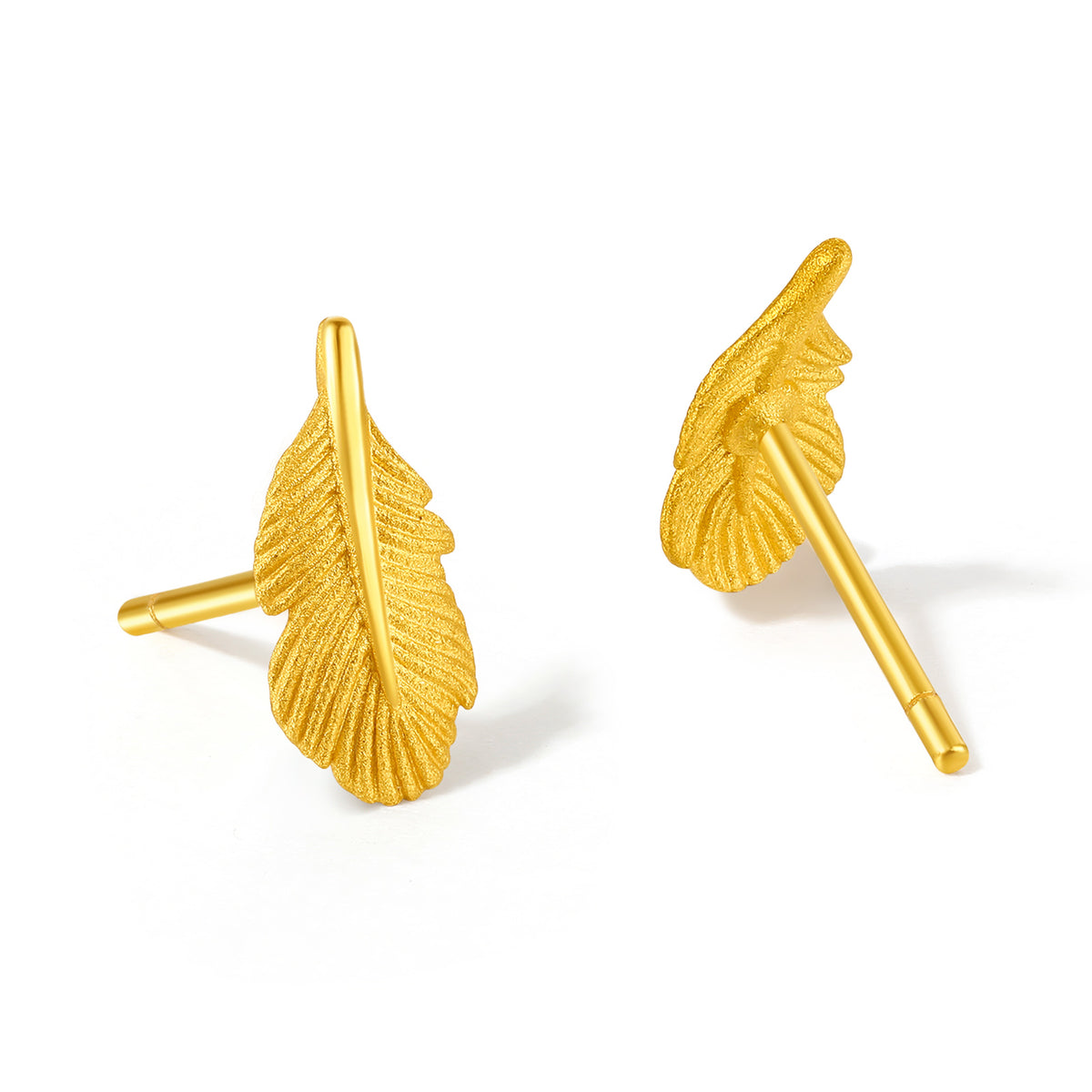 "Fugitive Princess" 999 24K Gold Earrings Feather 1.3-1.6g A0912621